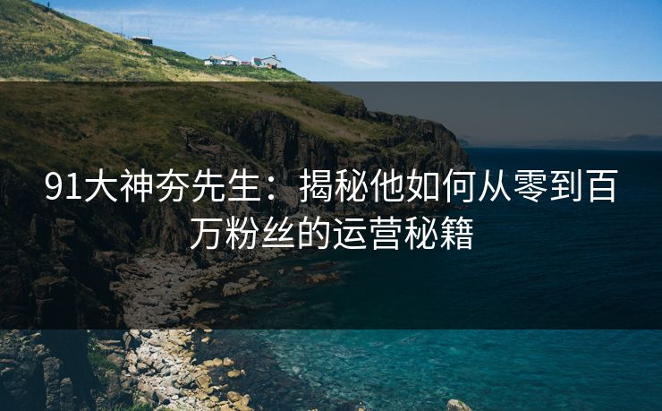 91大神夯先生：揭秘他如何从零到百万粉丝的运营秘籍