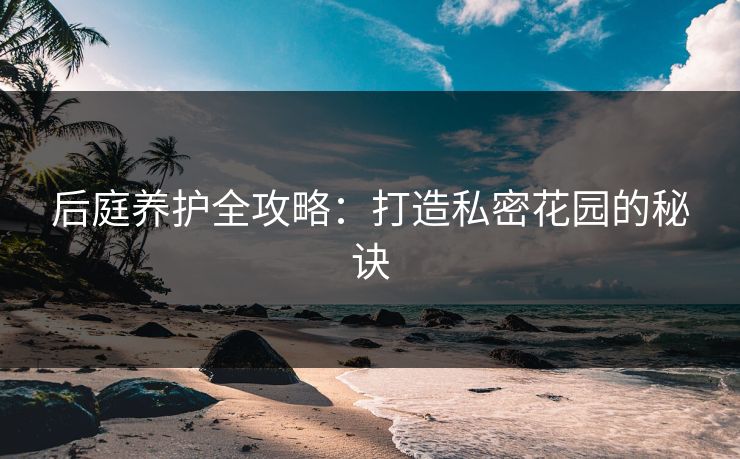 后庭养护全攻略：打造私密花园的秘诀
