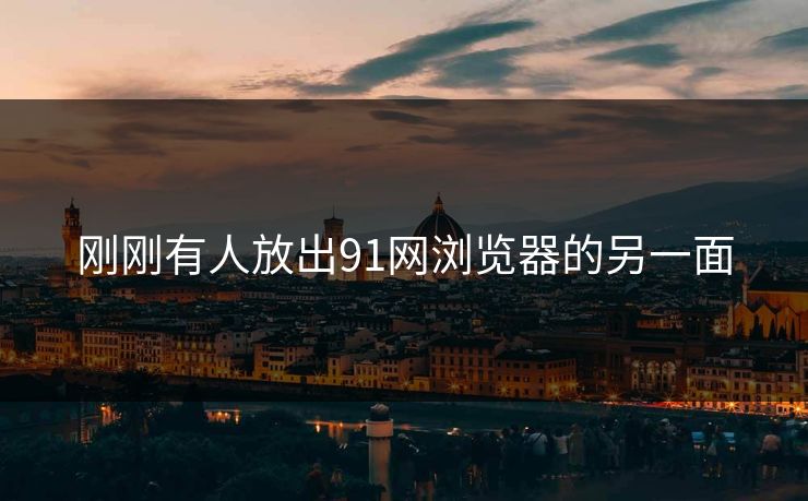 刚刚有人放出91网浏览器的另一面