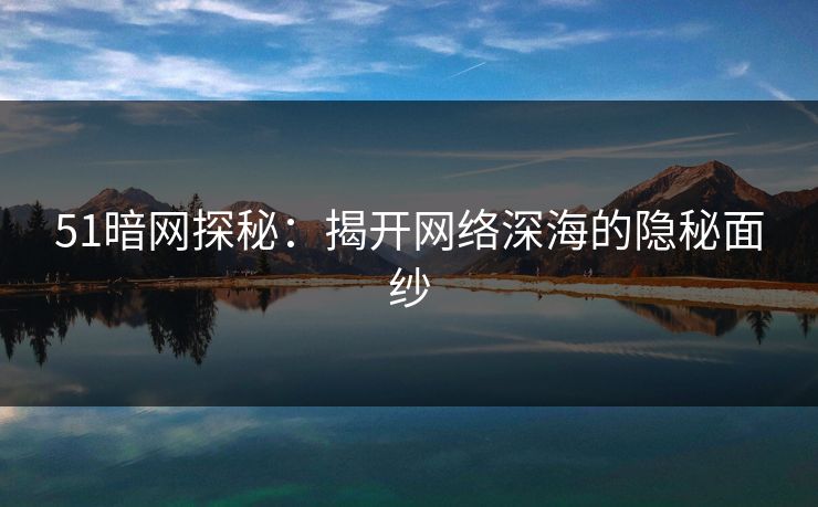 51暗网探秘：揭开网络深海的隐秘面纱